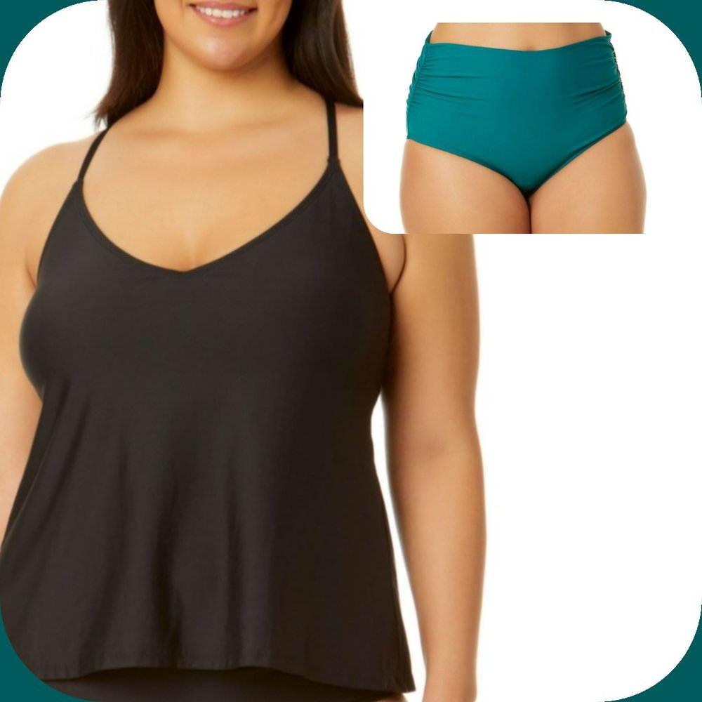 NWT Anne Cole Convertible High Waisted Tankini XXL